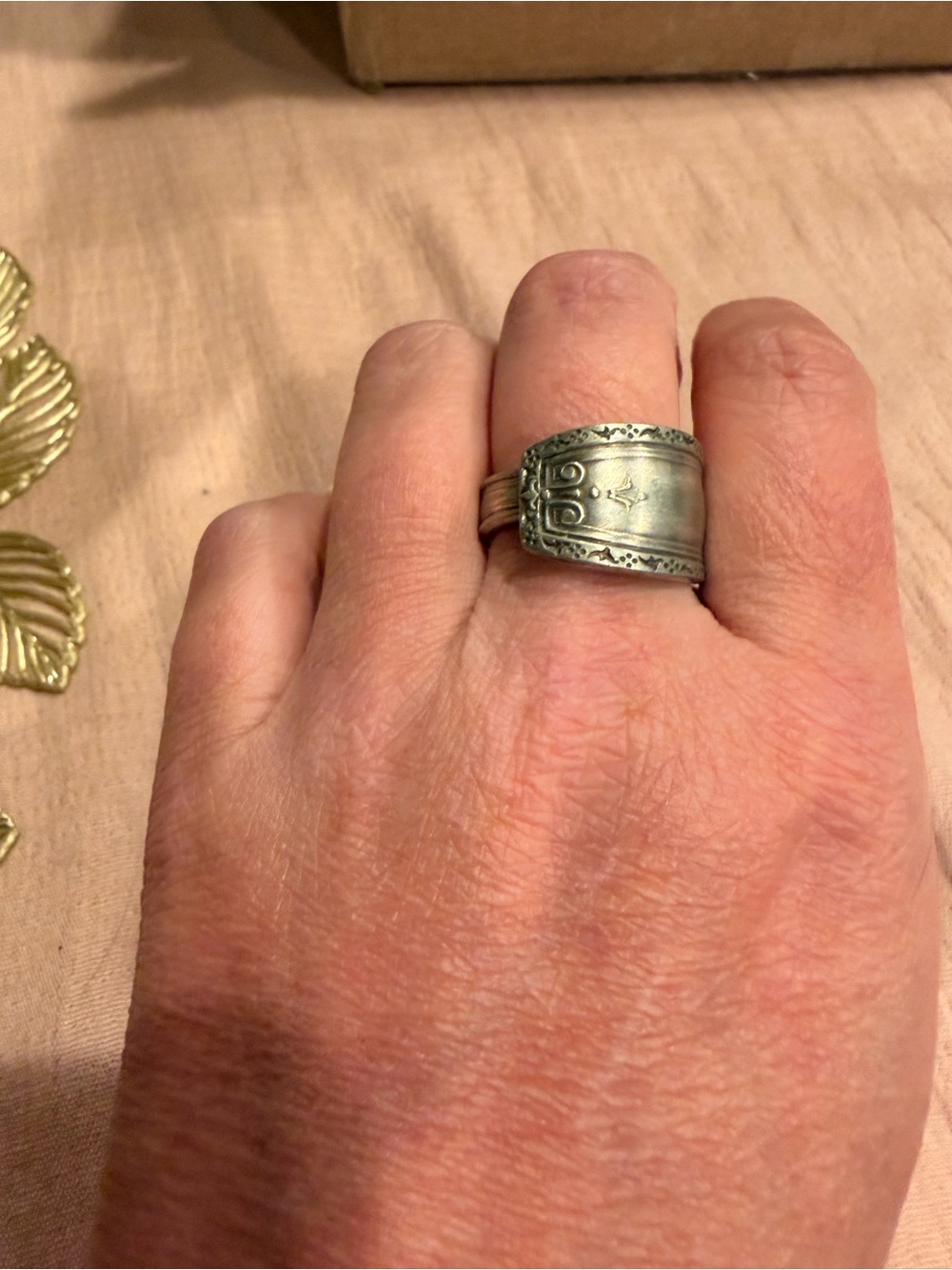 Vintage-Style Silver Spoon Ring - Distressed Silver Finish